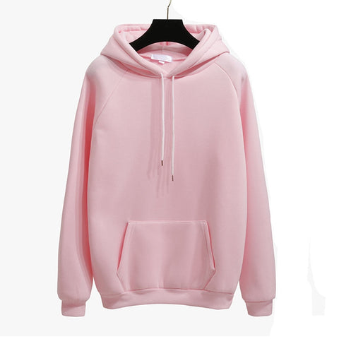 Image of Autumn Winter Fashion Solid color Harajuku Lotus root pink Pullover Thick Loose Women Hoodies Sweatshirts Female Casual