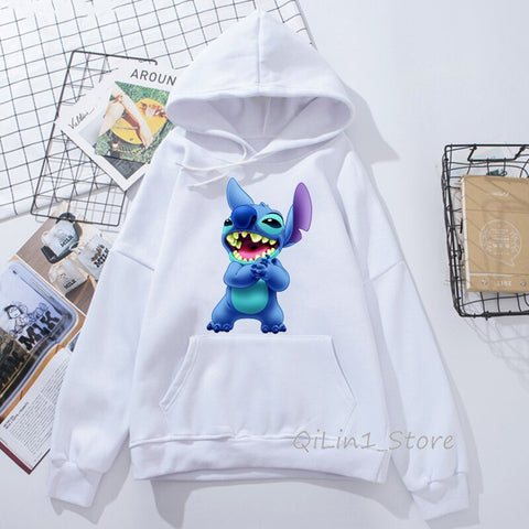 Image of Funny Kawaii Lilo and Stitch print women’s sweatshirt unisex hat hoodies spring autumn thin sweat femme clothes hoody oversize
