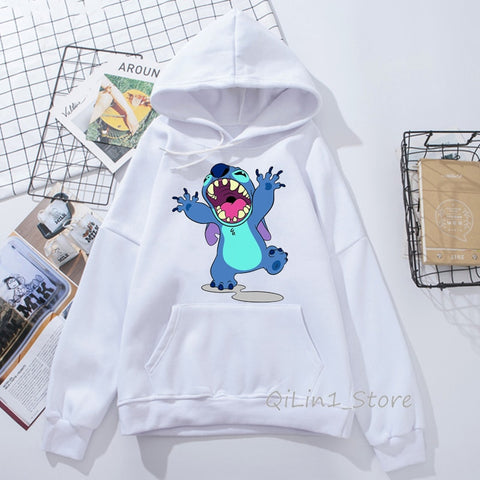 Image of Funny Kawaii Lilo and Stitch print women’s sweatshirt unisex hat hoodies spring autumn thin sweat femme clothes hoody oversize