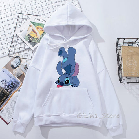 Image of Funny Kawaii Lilo and Stitch print women’s sweatshirt unisex hat hoodies spring autumn thin sweat femme clothes hoody oversize