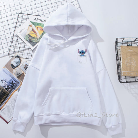 Image of Funny Kawaii Lilo and Stitch print women’s sweatshirt unisex hat hoodies spring autumn thin sweat femme clothes hoody oversize