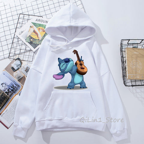 Image of Funny Kawaii Lilo and Stitch print women’s sweatshirt unisex hat hoodies spring autumn thin sweat femme clothes hoody oversize