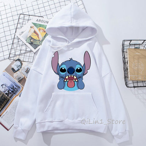 Image of Funny Kawaii Lilo and Stitch print women’s sweatshirt unisex hat hoodies spring autumn thin sweat femme clothes hoody oversize