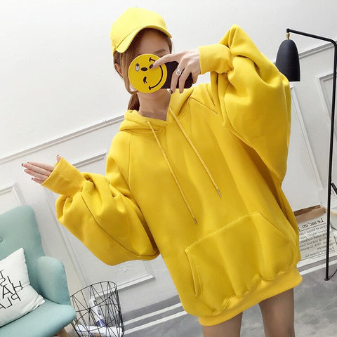 Image of chic Solid  oversized hoodie women  floral o-neck female autumn winter casual  long sleeve pullovers hoodie  sweatshirts