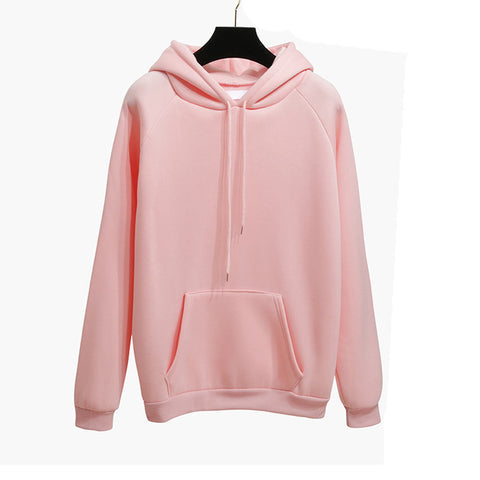 Image of Autumn Winter Fashion Solid color Harajuku Lotus root pink Pullover Thick Loose Women Hoodies Sweatshirts Female Casual