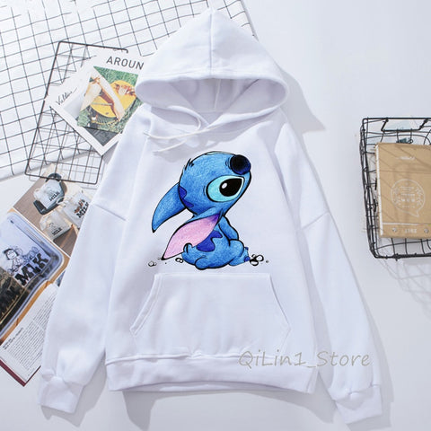 Image of Funny Kawaii Lilo and Stitch print women’s sweatshirt unisex hat hoodies spring autumn thin sweat femme clothes hoody oversize