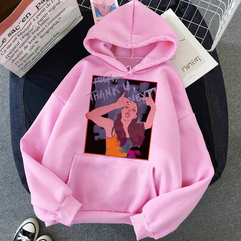 Image of Ariana Grande Thank You Next Harajuku Graphic Hoodie Women 90s Ullzang 7 Rings Funny Sweatshirt Don't Call Me Angel Hoody Female